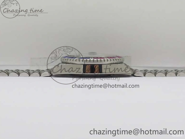 Jubilee Bezel Best II Blue Diamonds GMF Red SA3285 CHS Steel 904L Black On Dial V3 GMT-Master Bracelet Edition 0401